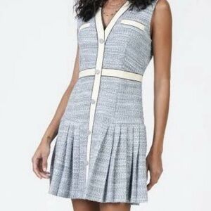 Current Air Blue Tweed Mini Dress with Cream Trim